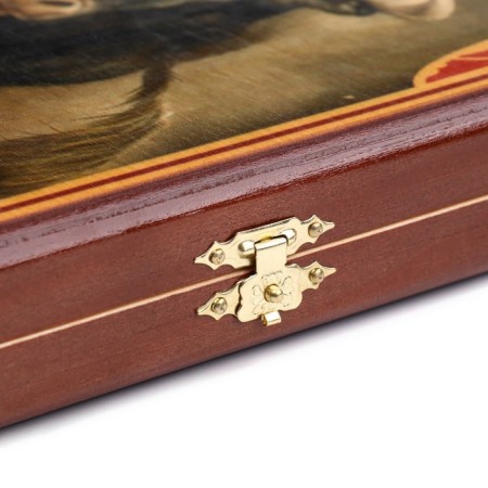 Bull backgammon, wooden board 40 x 40 cm, with a field for playing checkers-5