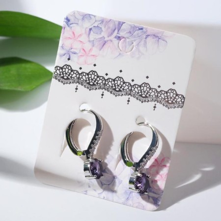 Earrings with rhinestones "Anyutina Eye" Color color in silver-2