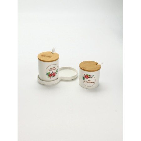 A set of storage cans from ceramics “cook with love”, 400 ml, 250 ml, 2 pcs, white color-3
