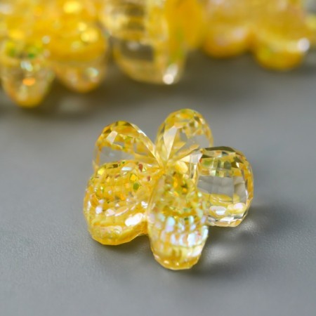 Decor for creativity plastic "Flower yellow" mother of pearl 1.2x1.2 cm-1