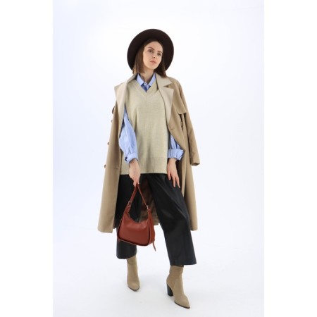 Cross-Bodi Bag on a zipper, brown color-3