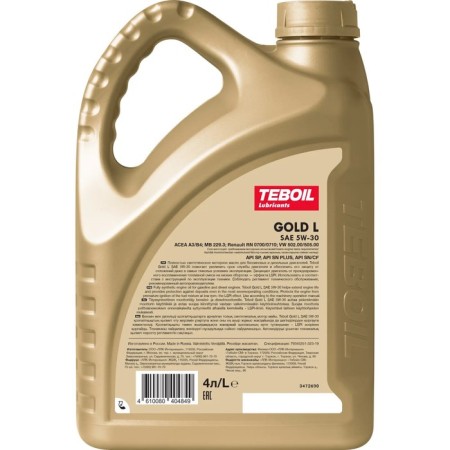 Motor oil Teboil Gold L 5W-30, synthetic, 4 liters-2