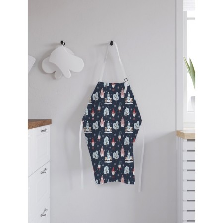 Apron kitchen with a photo print "Snowman in a hat", adjustable, size OS