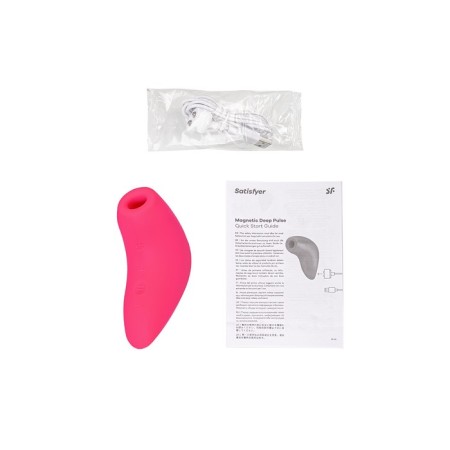 Vacuum-wave stimulator of the Satiffyer Magnetic Deep Pulse clitoris, 11 cm, silicone, pink color-16