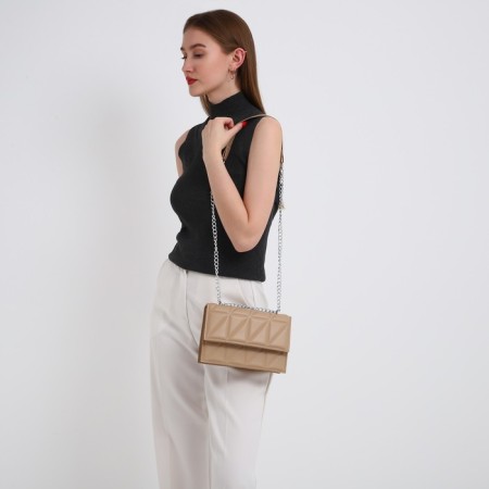 Women's bag on the valve, 22x15x6 cm, beige color-7