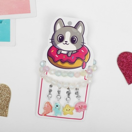 Set "Chosulka" 6 items: 2 bracelets, 4 interchangeable pendants, underwater world, color mix
