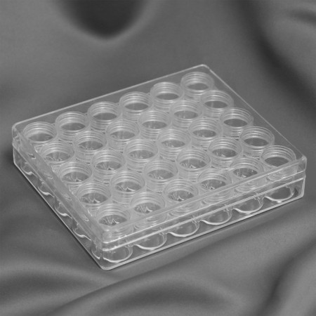 A set of jars for needlework, 30 pcs, d = 2 × 2.5 cm, in a container, 16.5 × 13.5 × 3.5 cm, the color is transparent-1