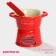Ceramic set for Fondu "Glacock", 300 ml, 2 skewers, red color