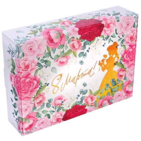 Gift box, folding "March 8" 21x15x5 cm, princesses-2