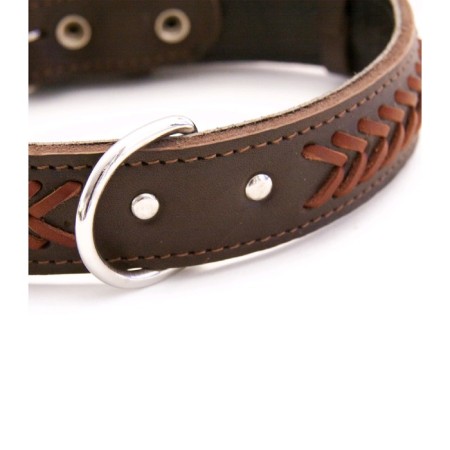 Leather collar with oblique "Zononic", Osh 52-66 x 3.5 cm, mix of flowers-7