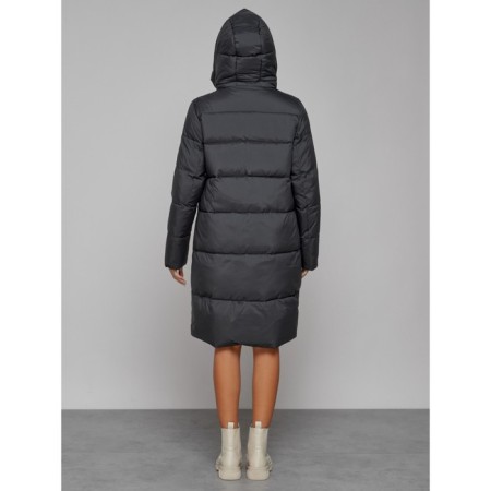 Coat insulated winter female, size 42, dark gray color-3