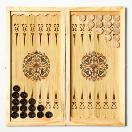 Sherkhan backgammon, wooden board 50 x 50 cm, with a field for playing checkers-1