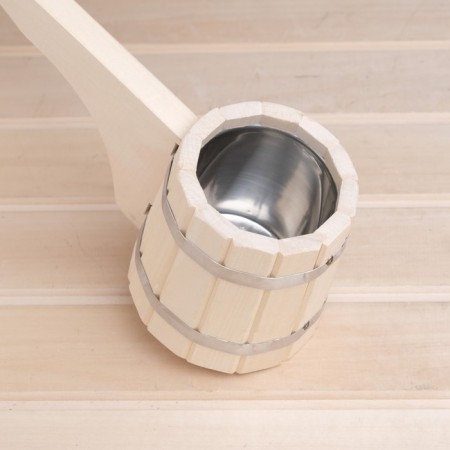 Bath bucket from linden 0.5l, 42 cm, stainless insert, with a horizontal handle, "benpan"-2