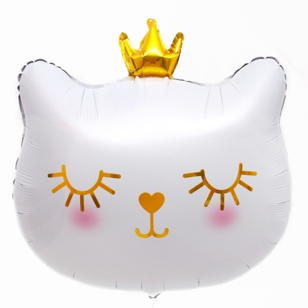 Foil ball 24 "Cute kitten with a crown", white color