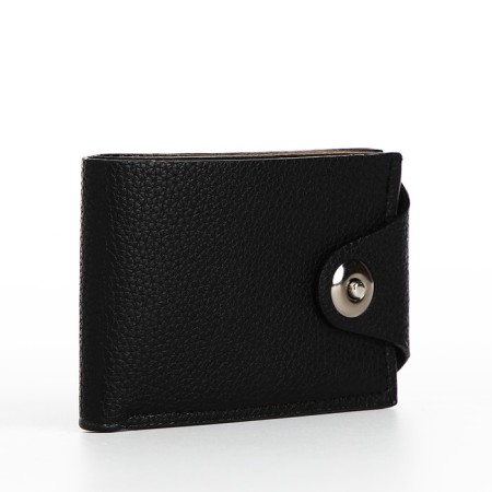 Male purse on a magnet, department for bills, cards, coins, black color
