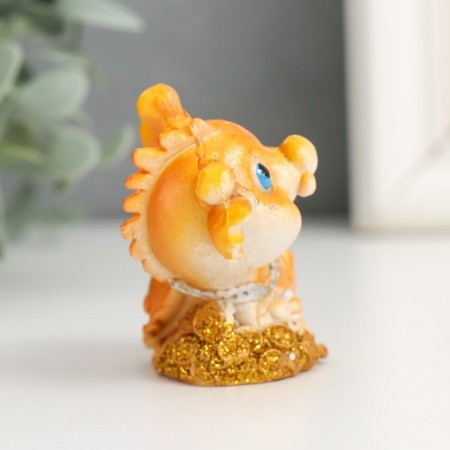 Souvenir Polystone "Golden Dragon with Coins" MIX 5x4x6 cm-3
