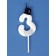 Candle for Cake "Gentleman", number "3", white