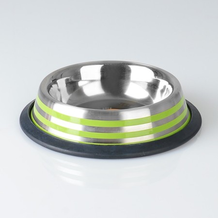 A bowl with a non -slip base with colored stripes, 230 ml, green