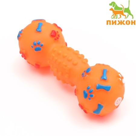 Brying toy "dumbbells with paws" for dogs, 13 cm, orange