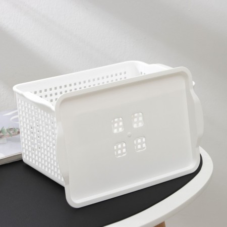 Storage basket with a lid "Loft", 5.3 l, white color-3