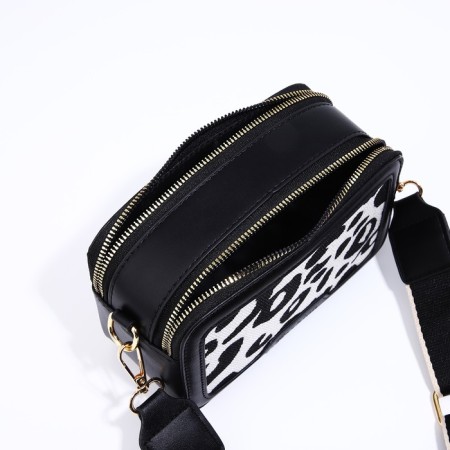 Bag Cross-Bodi with a zipper, black/white color-5