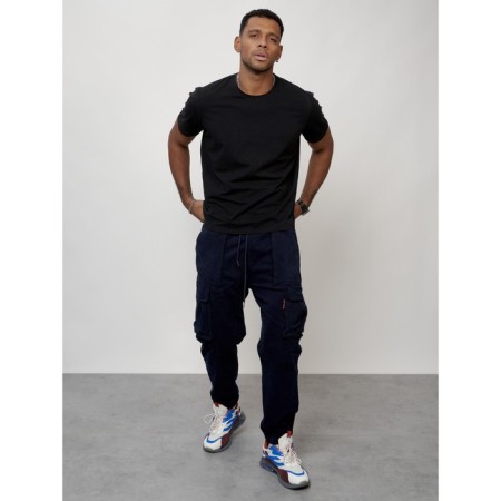Cargo jeans men, size 44-46, dark blue color-11