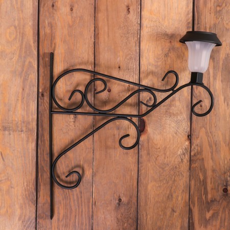 Kashpo bracket, forged, with a flashlight, 50 cm, metal, black, “pattern”-1