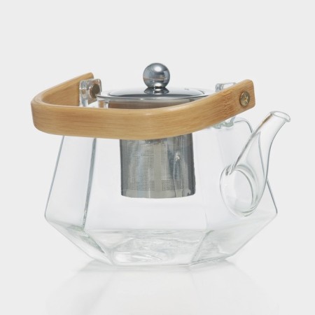 Glass teapot with a bamboo cover and metal sieve "Octan", 800 ml-2