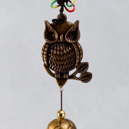 Wind Music Metal "Eagle owl on a branch" Mix 3 bells 47 cm-1