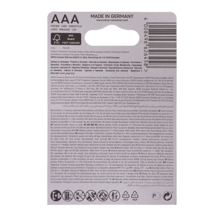 Alkalin battery VARTA ENERGY, AAA, LR03-4BL, 1.5V, blister, 4 pcs.-3