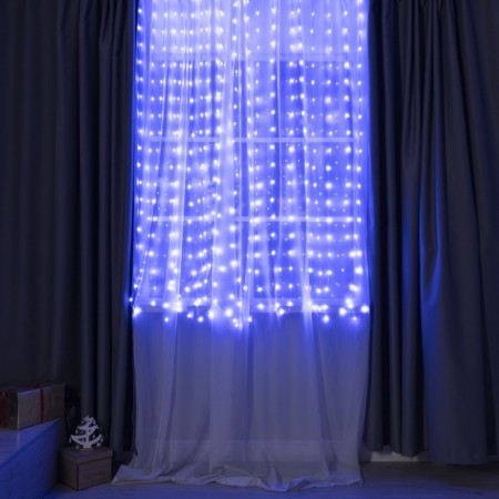 Smart garland "Curtain" 2 × 2 m Rosa, IP20, silver thread, 400 LED, application, glow RGB, USB-3