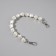 Handle for bags, mother -of -pearl beads, 26 cm, white/silver color