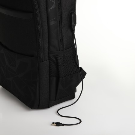 Youth backpack, 2 lightning departments, 4 pockets, with USB, black color-6