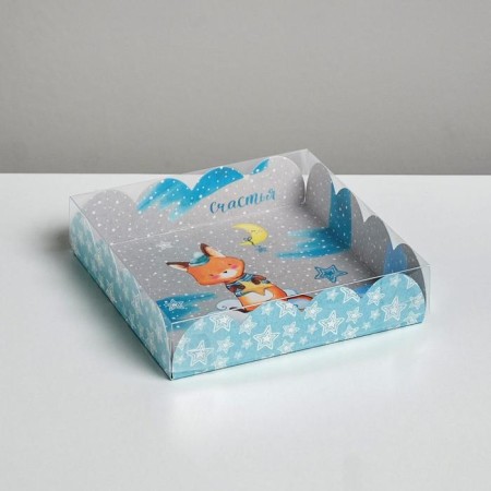 Box for confectionery with PVC lid “Winter happiness”, 13 x 13 x 3 cm, New Year-1