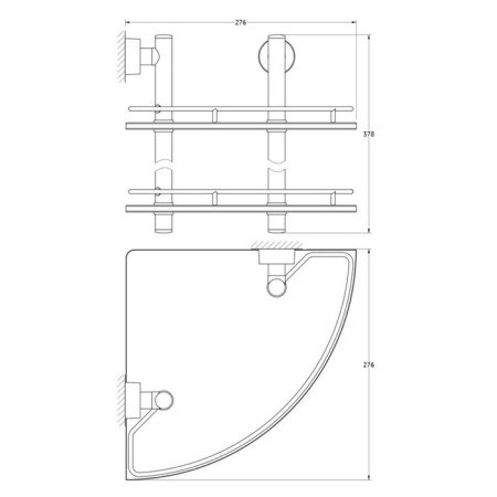 Corner shelf is bunk, width 28 cm, matte glass, chrome-1