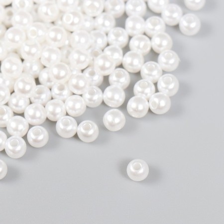 Set of beads "needlework" plastic, diameter 5 mm, 25 g, snow-white