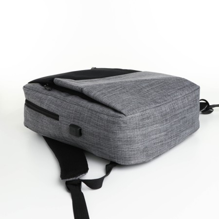 City backpack on a zipper, 4 pockets, USB, black/gray color-4