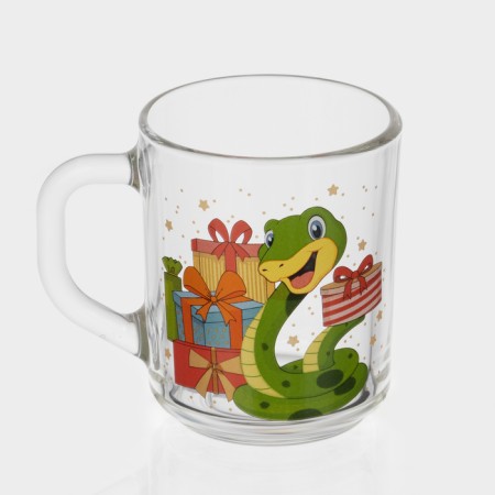 New Year's glass tea mug "New Year's snakes", 200 ml, mix-1