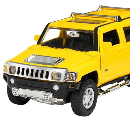 Metal machine Hummer h3 1:32 Color yellow inertia, light and sound effects, doors open-3