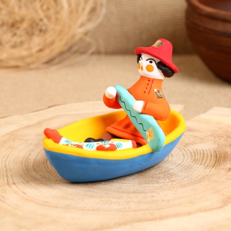 Dymkovo toy "man in a boat"-3