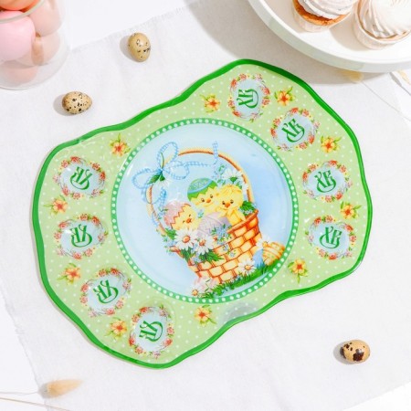 Glass stand for eggs 8 cells “Easter chickens”, 35 × 24.5 cm-2