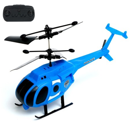 The radio -controlled “police” helicopter, blue color