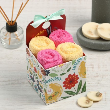 A set of decorative terry napkins "hares" 30x30 cm - 4 pcs, 100% cotton, 340 g/m2