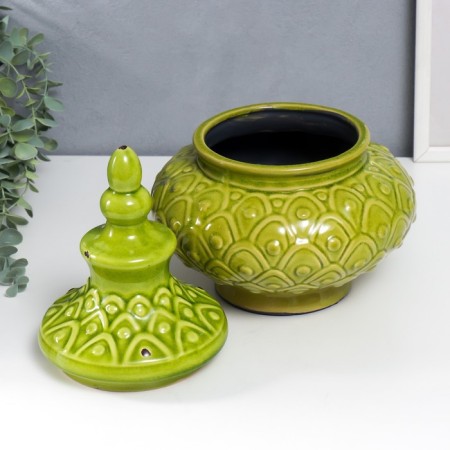 Souvenir Interior ceramics Casket "Scales" Green 29x22x22 cm-1
