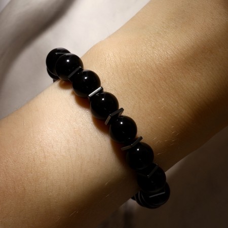 Bracelet ball No. 10 through hematite "Agate Black", D = 5.5 cm-2