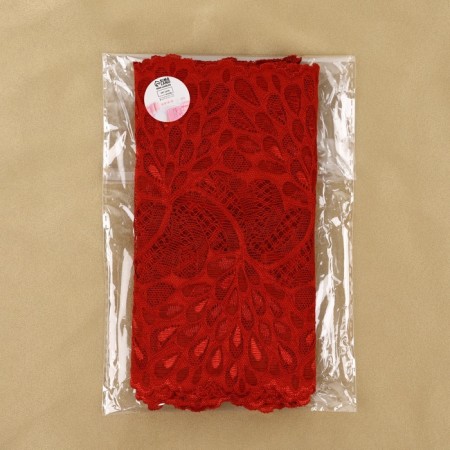 Lace elastic fabric "Packed tail", 180 mm × 2.7 ± 0.5 m, burgundy color-3