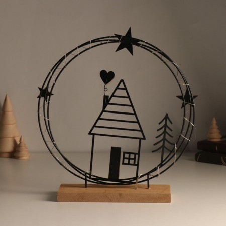 Souvenir metal, tree Light "House with heart. Night sky" 6x25.5x26.5 cm-3