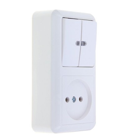 Combined Kuntsevo Block Optima 8063, 2 keys, with a socket, white