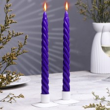 A set of candles of twisted, 2.2x 25 cm, lacquered 2 pieces, purple
