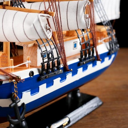 The ship souvenir medium “Corsica”, the sides are blue with a white strip, white sails, 43x8.5x37 cm-4